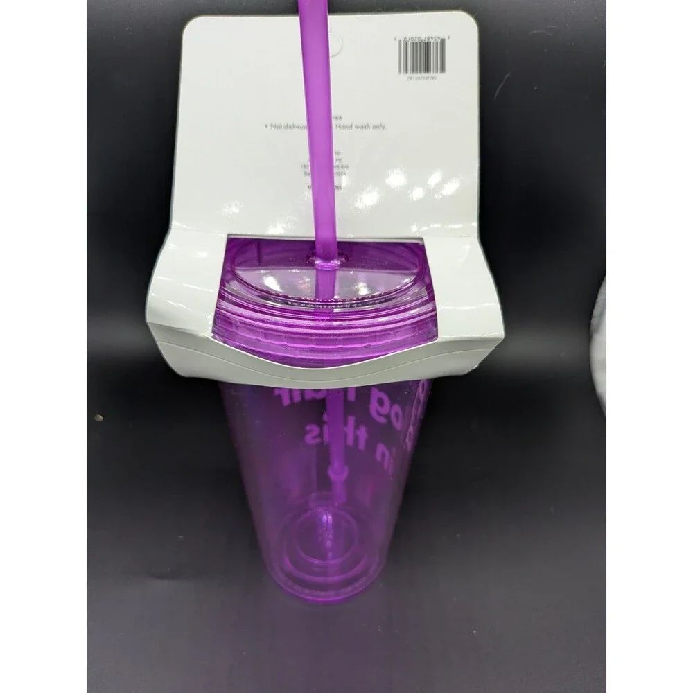 Buttons & Bones 16 oz Purple Plastic Dog Tumbler w/ Lid & Straw
